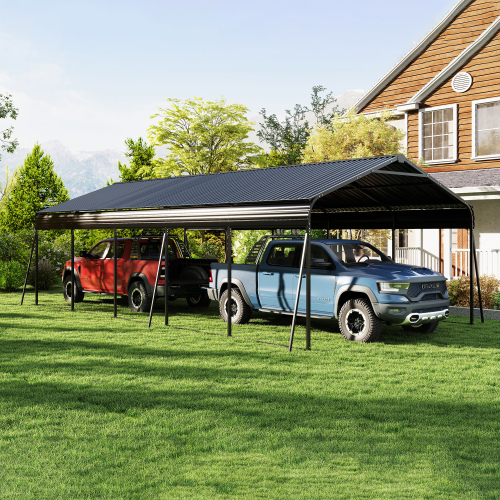 Campcraft 13 x 26.5 ft carport, 0.25mm thick, with protective film to prevent scratching, 2 pairs of adhesive gloves, 3 hooks, 12 expansion screws, 6 fixed iron pieces 