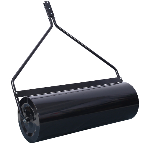 Durable Iron Garden Lawn Roller with Large 26Gal 220 lb load capacity, 40" width, ATV tow-behind, for Lawn and Garden Tractors Black color 